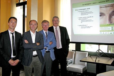 De gauche à droite: Fabien Vallaud de la FNA, Gilles Maréchal de Farre, Jean-Charles Bocquet de l’UIPP et Pascal Ferré de la FNSEA. ©C. STEF