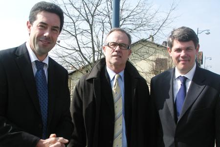 Joël Boueilh (à gauche) le nouveau président, élu le 4 mars, à la place de Bernard Bonnet (au centre), président sortant, et Laurent Fortin le nouveau DG.
