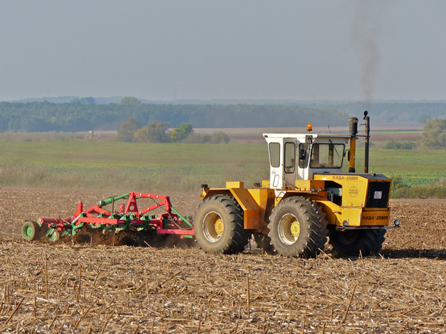 Très présents en Hongrie, les tracteurs Raba Steiger, à l'instar de Vandel en France, étaient fabriqués localement sous la licence de l'américain Steiger. On en retrouve un exemplaire au champ, cette fois-ci occupé par un cultivateur polonais Unia.