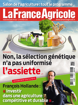 Couverture de La France Agricole du 21 février 2014 (n° 3527).