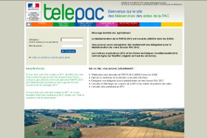 Copie d'écran du site Télépac du ministère de l'Agriculture, le site des téléservices des aides de la Pac.