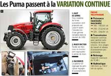 Pour cécouvrir les photos commentées et la fiche technique des tracteurs Puma de Case IH, cliquer sur l'image.